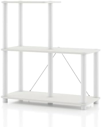Homes: Inside + Out Apexa Modern 3-Cube Ladder Shelving Units, Collectibles Display Shelves, Easy Assembly Standing Shel