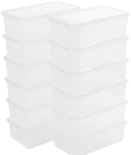 Clear Storage Bins with Lids Shoe Boxes 12 Packs Plastic Storage Containers