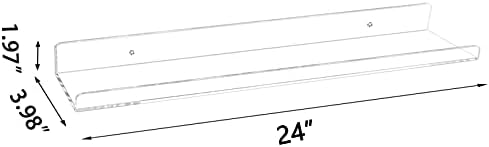 Weiai Clear Acrylic Floating Shelves 24 inch Wall Ledge Shelf Bookshelf 3 Pack