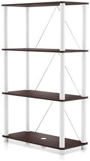 Homes: Inside + Out Apexa Modern 4-Tier Wide Shelving Units, Collectibles Display Shelves, Easy Assembly Standing Shelf,