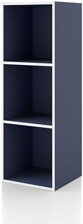 Homes: Inside + Out Apexa 3-Cube Storage Organizer Shelves, Stackable Wood Bookcase Fits Cubby Bins for Organization, Do