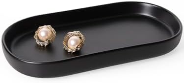INGOFIN 7" Ceramic Bathroom Vanity Tray- Bathroom Organizer Countertop Tray for Perfume, Jewelry, Candles, Small Kitchen