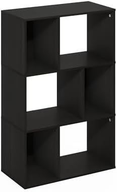 Furinno DALY Book Shelf, 6-Cube Bookshelf, Cube Storage Organizer Bookcase with Irregular Compartments, 11.7 x 23.6 x 36