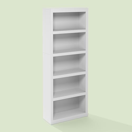 Hagen 5-Tier Bookcase, Bookshelf, for Living Room and Home Office, White
