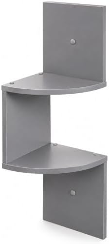 Greenco 2-Tier Corner Shelves, Gray Finish | Floating Wall-Mounted Home Decor Set | Corner Wall Shelf | Living Room, Bed
