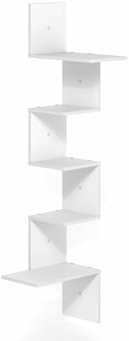 Furinno Rossi 5-Tier Corner Floating Shelves for Wall, White