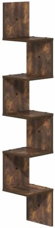 Furinno Rossi Corner Floating Shelves for Wall, 5-Tier Corner Square Wall Shelf, S-Shape Radial Floating Book Shelf, Eas