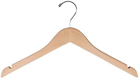 NAHANCO 81-17CH20 17" Economy Wooden Shirt/Dress Hanger with Notches, Chrome Hook, Natural (Pack of 20)