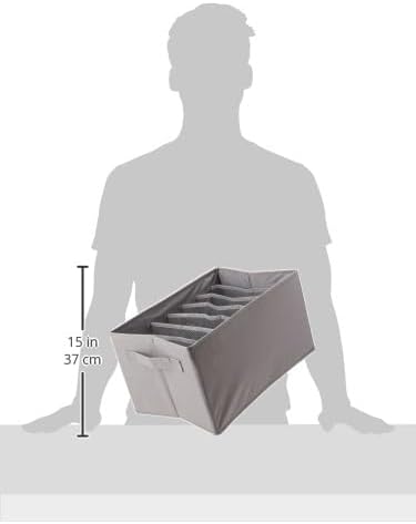 Amazon Basics Deep Drawer Organizer for Clothes, Collapsible Storage Boxes for Socks, Underwear and Baby Items, Set of 4, Gray