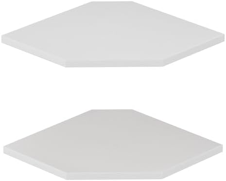 JJL Corner Shelf, 12 Inch Corner Shelf Wall Mounted with Wire Hole, 2 Tier 13.3 Inch Deep Wooden Corner Hanging Shelves 