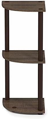 Furinno TURN-N-TUBE Corner Shelf, 3-Tier Corner Bookshelf, Display Storage Shelves, for Organization and Storage, Living