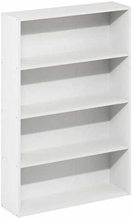 Furinno Basic Book Shelf, 4-Tier Bookcase with Open Shelf, Bookshelf, Cube Storage Organizer, 6 x 24 x 35, for Living Ro