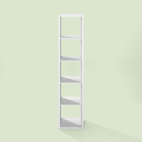 Bayan 5 Cube Storage Organizer, Bookshelf, Storage Shelf, with Open Back for Living Room, Bedroom, Home Office, White