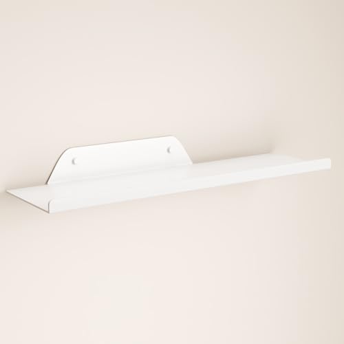 Floating Shelf for Wall, Off Center Metal Shelf for Decor, Modern Wall Shelf for Storage with Lip, Hanging Shelf for Liv