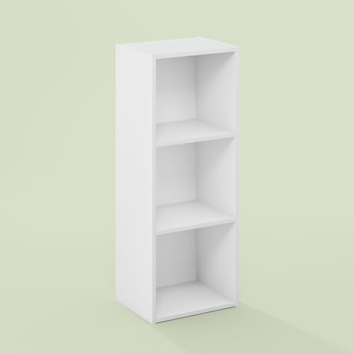 Hagen 3-Tier Toolless Assembly Open Shelf Bookcase, Bookshelf, for Living Room and Home Office, White