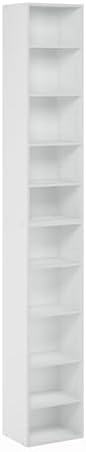 Furinno PASIR Book Shelf, 10-Tier Bookshelf, Bookcase with Open Shelf, 9.2 x 11.8 x 78.7, for Living Room, Bedroom, Home