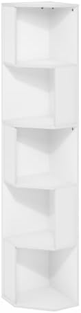 Furinno ECON Corner Shelf, 5-Tier Corner Book Shelf, Standing Storage Shelves, Cube Display Rack, Bookshelf, for Organiz