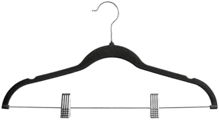 Velvet Pants Hangers Pack of 24, Non-Slip Skirt Clothes Trousers Hangers with Adjustable Clips, 360 ° Swivel Hooks Black/Silver