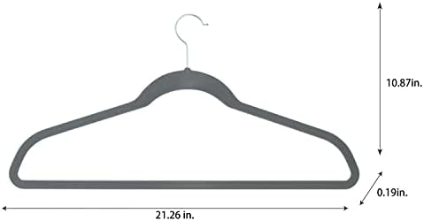 Simplify Extra Wide 21” Velvet Coat Hangers | 24 Pack | Slim Design | Heavy Duty | Holds 10 Pounds | Closet Organization | Shirt & Clothes | Grey