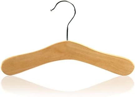 HANGERWORLD Pack of 12 Natural Wooden Kids and Baby Hangers for Nursery, Size 9.8inch with Swivel Hook