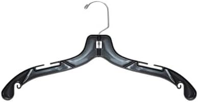NAHANCO 17” Black Mid-Heavyweight Plastic Hanger, Chrome Hook, 100 Pack