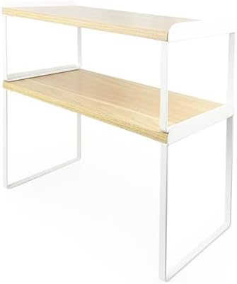 Mitus Stacking Wood Shelf Organizer, Counter Cabinet Storage Rack, Set of 2
