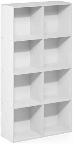 Furinno LUDER Book Shelf, 8-Cube Bookshelf, Bookcase with Open Shelves, 9.5 x 24.6 x 47, for Living Room, Bedroom, Home 