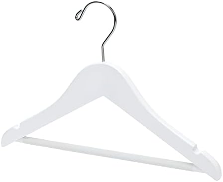 Quality 12” Kid's Wooden Hangers, 20 Pack Baby Hangers, Children's Coat Hangers with Pants Bar, Notches, Anti Rust 360 Swivel Hook for Coats, Suits, Jackets - Toddler Cloth Hanger Set (White, 20)