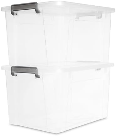 Citylife 44.4 QT Plastic Storage Bins with Latching Lids Stackable Storage Containers for Organizing Large Clear Storage