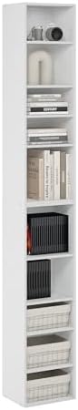 Furinno PASIR Book Shelf, 10-Tier Bookshelf, Bookcase with Open Shelf, 9.2 x 11.8 x 78.7, for Living Room, Bedroom, Home