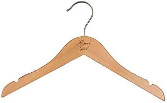 NAHANCO FG20014ENG Bridal Hanger, Natural Wood Hanger Engraved with (Flower Girl), 14” (1 piece)