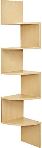 Greenco Corner Shelf, 5 Tier Floating Shelves for Wall - Room Decor Storage Solution for Offices, Bedrooms, Bathrooms, K