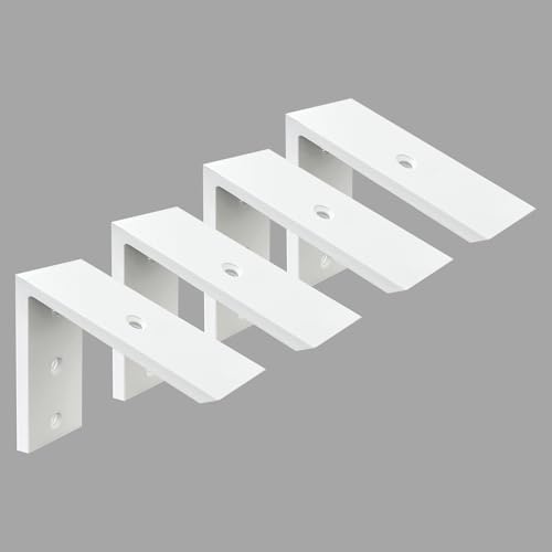 Heavy Duty 6 Inch White Granite Countertop Support Bracket 4 Pack - 6"x6"x2.5" Shelf L Bracket Mantel Corbels for Quartz