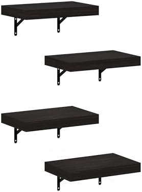 Furinno Tanna Floating Shelves for Wall Set of 4, 15-Inch Wall Shelf, Triple Thick Floating Mounted Shelf, for Bathroom,