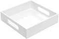 KEVLANG White Sturdy Acrylic Tray with Handles-8x8 Inch- Countertop Organizer Tray for Kitchen,Bathroom,Office- Storage Box for Cosmetics, Jewelry,Toiletries,Toy,Gadgets