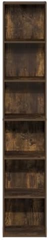 Furinno LUDER 6-Tier Narrow Book Shelf, Slim Bookshelf, Amber Pine