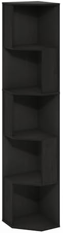 Furinno ECON Corner Shelf, 5-Tier Corner Book Shelf, Standing Storage Shelves, Cube Display Rack, Bookshelf, for Organiz