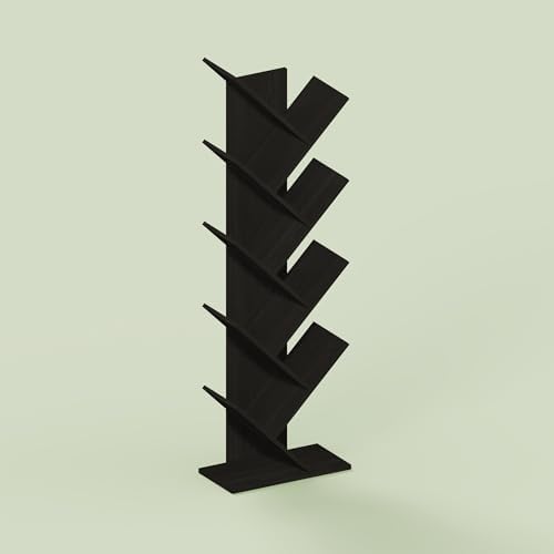 Ipoh Tree Book Shelf, 9-Tier Tree Bookcase, for Narrow Space, Books, CDs, Magazines, Charcoal