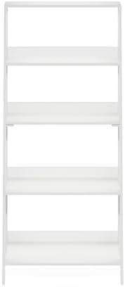 Furinno Ladder 5-Tier Book Shelf, Leaning Standing Shelf, White
