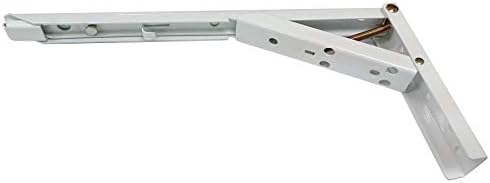 QCAA Folding Bracket, 12 inch, Steel, Powder Coated, White, 2 Pack, Made in Taiwan