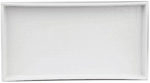 Home Basics Crocodile Plastic Vanity Tray For Jewelry, Make up, Perfume, Cosmetics, Bathroom or Dresser Organizer, (Whit