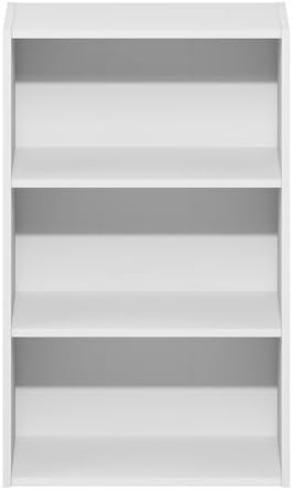 Furinno Basic Book Shelf, 3-Tier Bookshelf, Cube Storage Organizer Bookcase with Open Shelf, 7 x 17 x 26, for Living Roo
