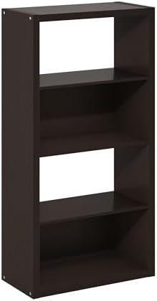 Furinno Viola 4-Tier Book Shelf, Extra Thick Frame Bookshelf, Dark Oak