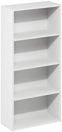 Furinno Basic Book Shelf, 4-Tier Bookcase with Open Shelf, Bookshelf, Cube Storage Organizer, 7 x 17 x 35, for Living Ro