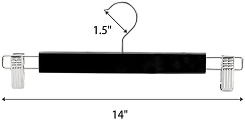 Tosnail 15 Pack 14-Inches Natural Wooden Hangers Skirt Pants Clothes Hangers with Clips Jeans Hangers - Black