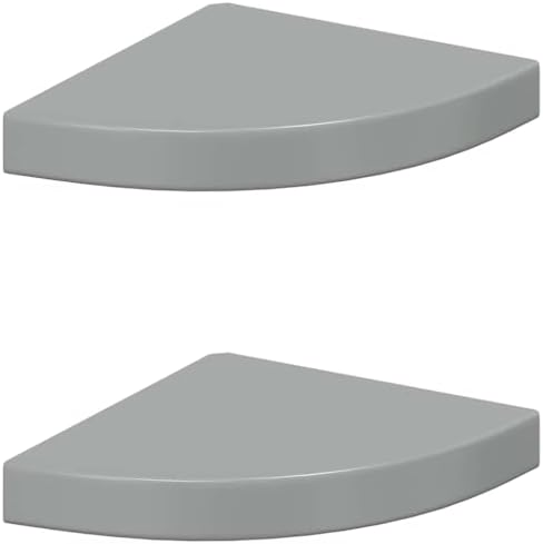 vidaXL Floating Corner Shelves 2 pcs High Gloss Gray 9.8"x9.8"x1.5" MDF