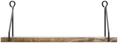Afuly Rustic Floating Shelves for Wall, Wood Shelf with Brackets, Set of 2