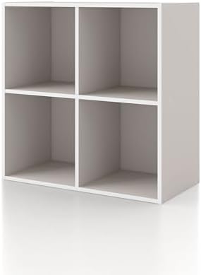 Homes: Inside + Out Apexa 4-Cube Storage Organizer Shelves, Stackable Wood Bookcase Fits Cubby Bins for Organization, Do