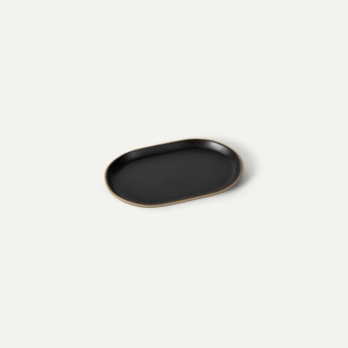 Mora Ceramic Decorative Tray - 9.4in Dish for Jewelry, Perfume, Makeup, Accessories, Candle, in the Bathroom Vanity, Bed