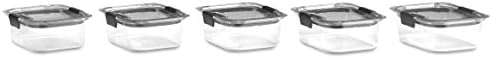 Rubbermaid Brilliance Food Storage Container, Medium, 3.2 Cup, 5 Pack, Clear & Leak-Proof Brilliance Food Storage Set, 1.3 Cup Plastic Containers with Lids, 5-Pack, Clear